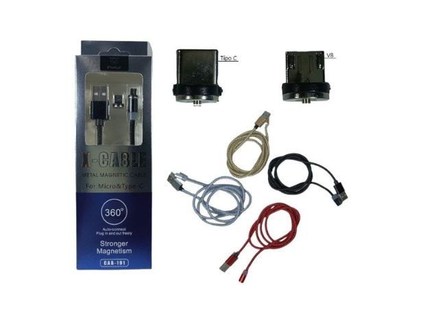 &u+ CABLE CARGADOR MAGNETICO 2 EN 1 TIPO C Y V8